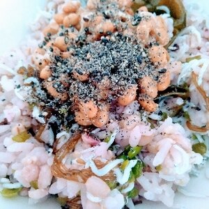 ５分！まな板なし❤しらす混ぜご飯の納豆かけ丼♪